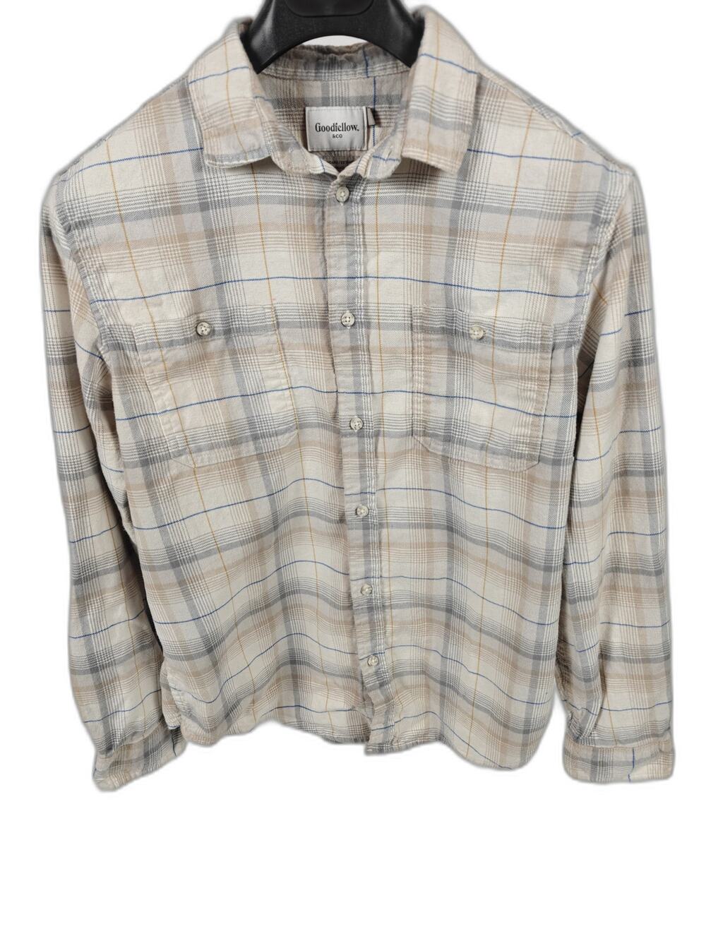 Mens Goodfellow & Co Flannel Shirt Cream Plaid Standard Fit
